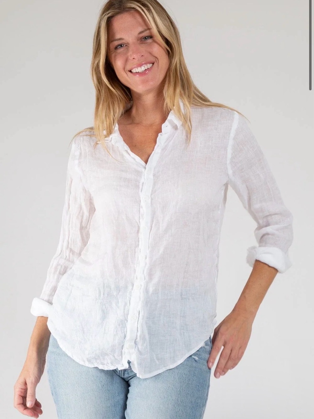 CP Shade linen Classic White Linen Button-Down Shirt - Women